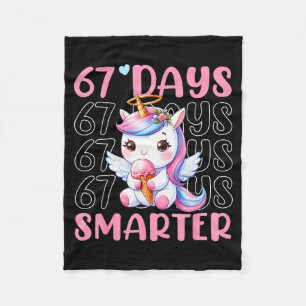 67 Tage schlauer Süßes Einhorn 67. Tag Schulmädche Fleecedecke