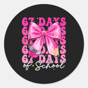 67 Tage Schule Coquette Bow Six Seven Meme Teac Runder Aufkleber