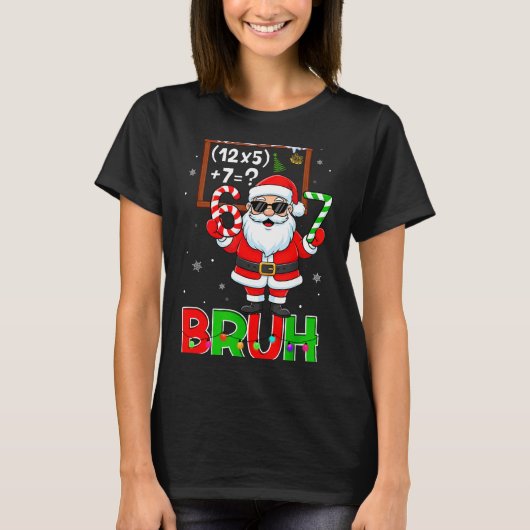 67 Teacher Christmas Santa Six Seven Meme Math Equ T-Shirt (Vorderseite)