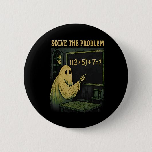 67 Teacher Halloween Ghost Six Seven Meme Brainrot Button (Vorderseite)