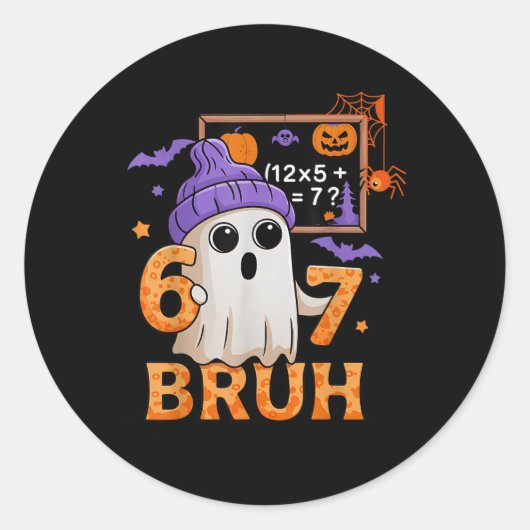 67 Teacher Halloween Ghost Six Seven Meme Math Equ Runder Aufkleber (Vorderseite)