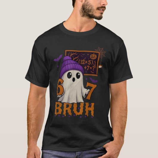 67 Teacher Halloween Ghost Six Seven Meme Math Equ T-Shirt (Vorderseite)