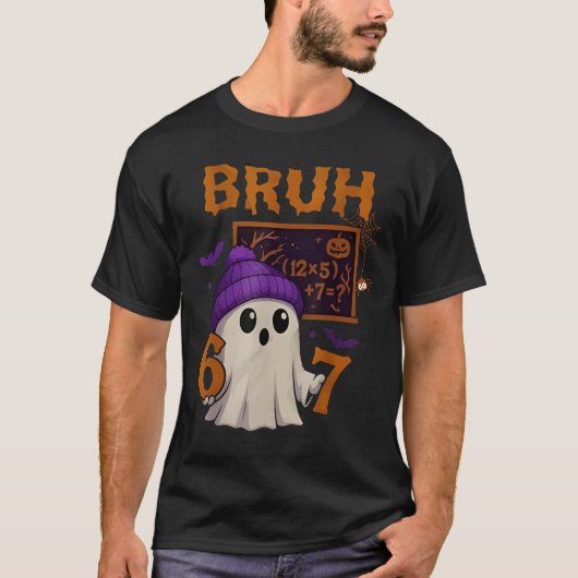 67 Teacher Halloween Ghost Six Seven Meme Math Equ T-Shirt (Vorderseite)