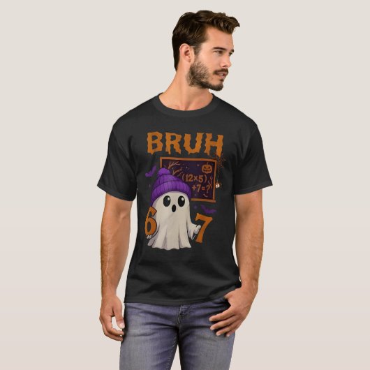 67 Teacher Halloween Ghost Six Seven Meme Math Equ T-Shirt (Vorne ganz)