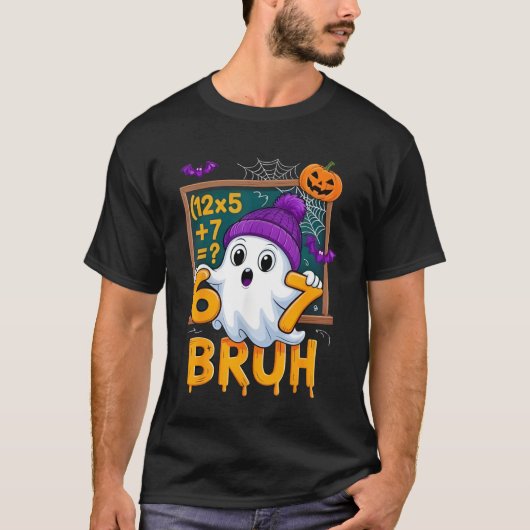 67 Teacher Halloween Ghost Six Seven Meme Math Hum T-Shirt (Vorderseite)