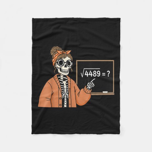 67 Teacher Skeleton Halloween Square Root 4489 Mes Fleecedecke (Vorderseite)