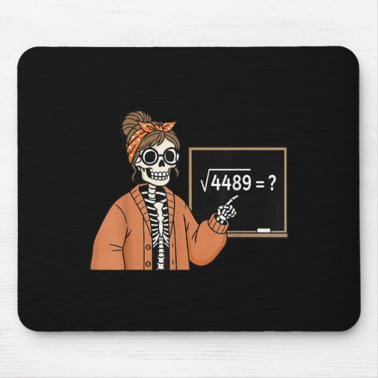67 Teacher Skeleton Halloween Square Root 4489 Mes Mousepad (Vorne)