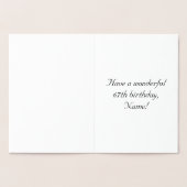 67 th Birthday: Elegant, Ornate Script; Custom Nam Folienkarte (Innenseite)