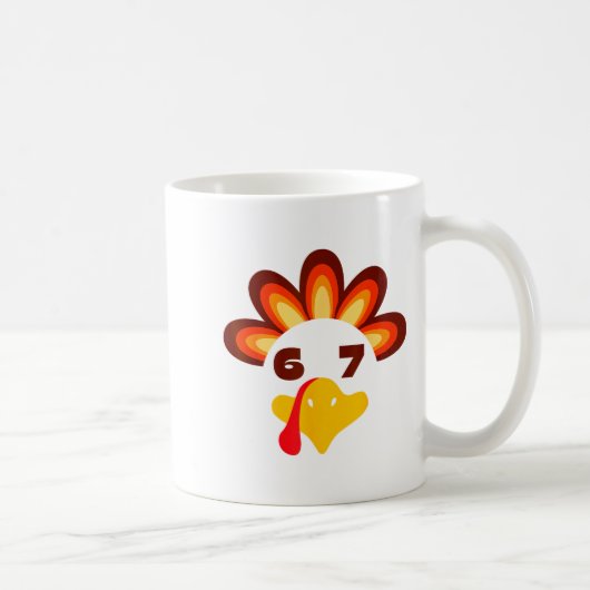67 Thanksgiving Funny 6 7 Six Seven Turkey Social Kaffeetasse (Rechts)