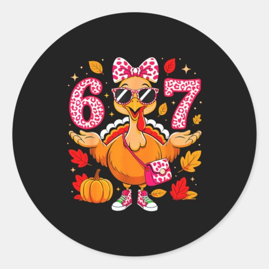 67 Thanksgiving Funny Turkey Thanksgiving 67 Turke Runder Aufkleber (Vorderseite)