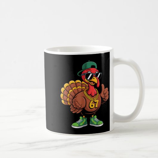 67 Thanksgiving Funny Turkey Wearing Cap Sungles S Kaffeetasse (Rechts)