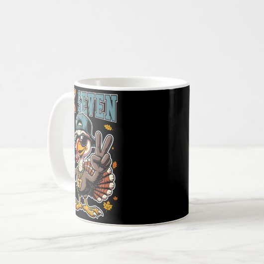 67 Thanksgiving Turkey Funny Thanksgiving Six Seve Kaffeetasse (Vorderseite Links)