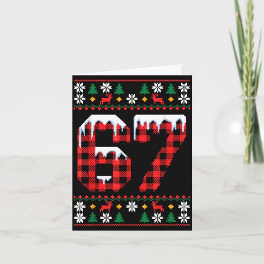 67 Ugly Christmas Flannel Brainrot Design  Karte (Vorderseite)