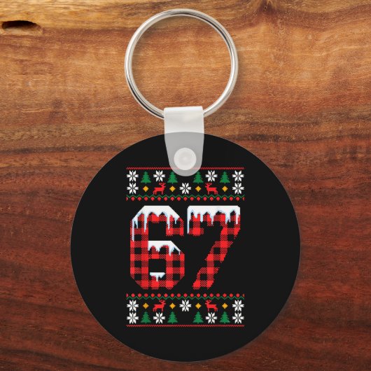 67 Ugly Christmas Flannel Brainrot Design  Schlüsselanhänger (Vorderseite)