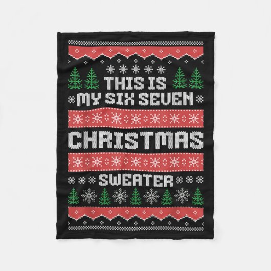 67 Ugly Christmas Sweater Six Seven Meme Xmas Whit Fleecedecke (Vorderseite)