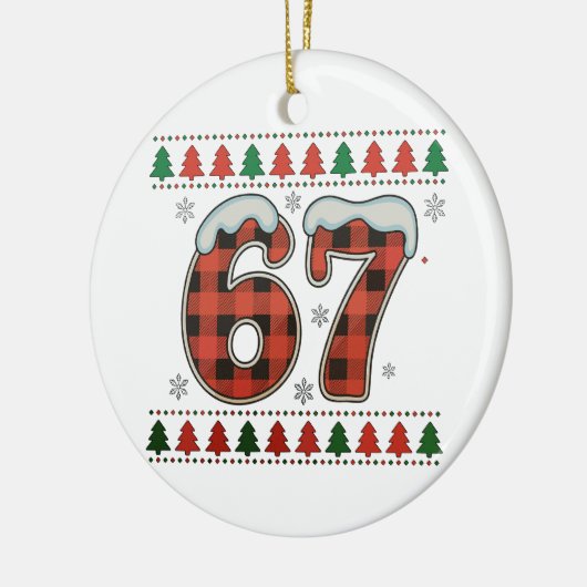 67 Ugly Christmas Xmas Red Buffalo Plaid Holiday Keramik Ornament (Links)