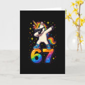 67 Unicorn Dabbing Six Seven Meme Funny Karte (Gelbe Blume)