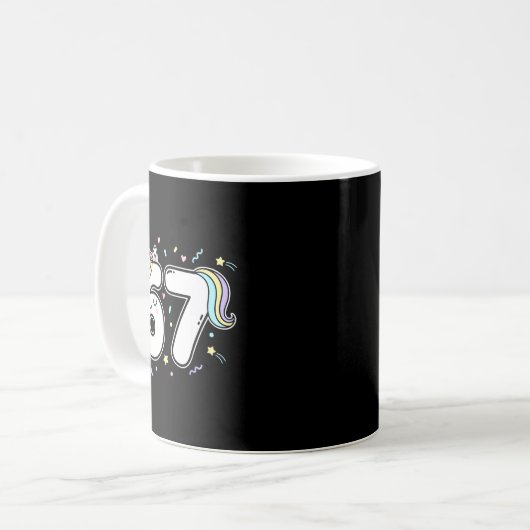 67 Unicorn Six Seven 6-7 Meme  Kaffeetasse (Vorderseite Links)