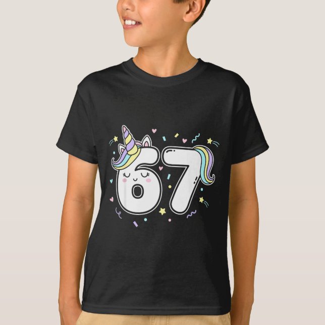 67 Unicorn Six Seven 6-7 Meme  T-Shirt (Vorderseite)
