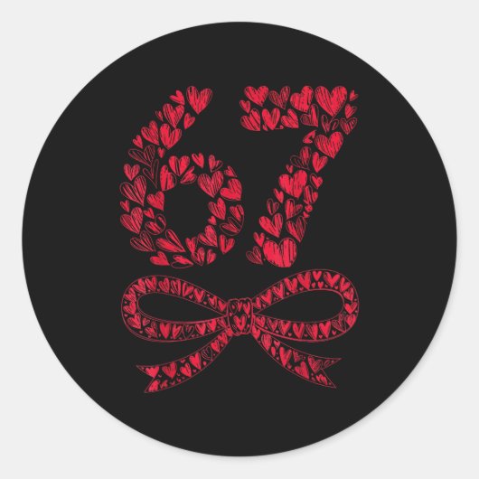 67 Valentine’s Day Heart Meme – Trendy Six Seven Runder Aufkleber (Vorderseite)