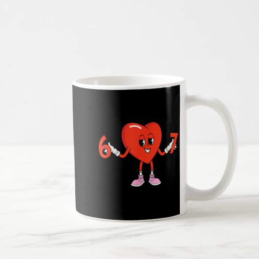 67 Valentines Funny Six Seven Cute Heart 6 7 Meme  Kaffeetasse (Rechts)