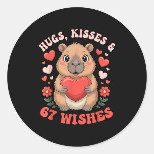 67 Valentinstag Capybara-Wünsche Süße Meme-Herzen Runder Aufkleber