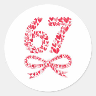 67 Valentinstag Herz Meme – Trendy Six Seven Runder Aufkleber