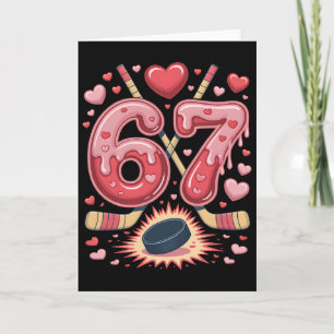 67 Valentinstag Hockey Herz Design Süß Eishockey L Karte