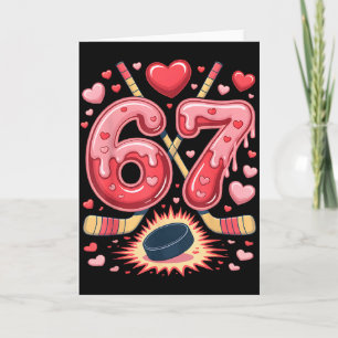 67 Valentinstag Hockey Herz Design Süß Eishockey L Karte