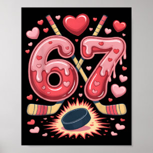 67 Valentinstag Hockey Herz Design Süßer Eishockey Poster
