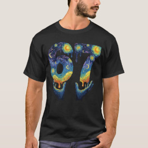 67 Van Gogh Sternennacht Eiscreme-Tropf Lustig T-Shirt