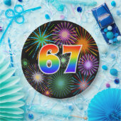 67. Veranstaltung - Spaß, farbenfroh, kühl, Regenb Pappteller (Party)