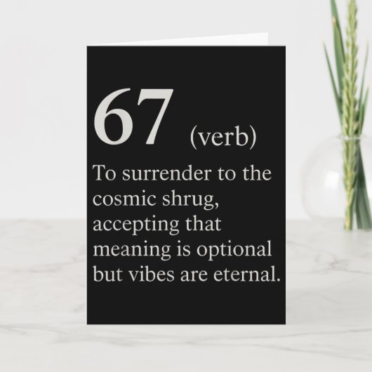 67 Verb Definition Meme Lustiger Internet-Witz Tre Karte (Vorderseite)