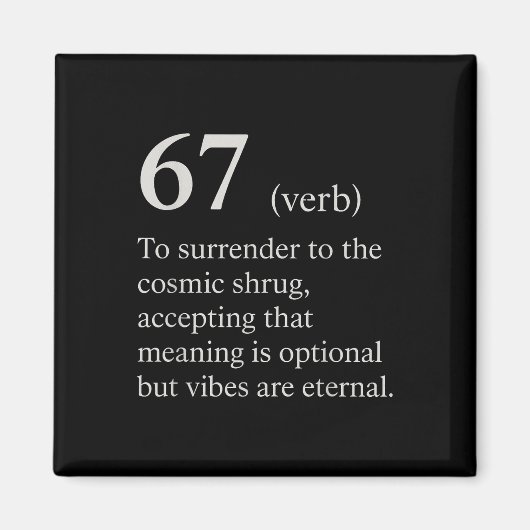 67 Verb Definition Meme Lustiger Internet-Witz Tre Magnet (Vorne)