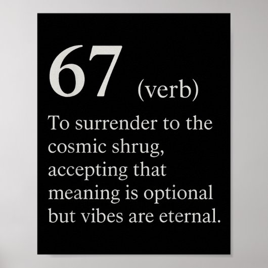 67 Verb Definition Meme Lustiger Internet-Witz Tre Poster (Vorne)