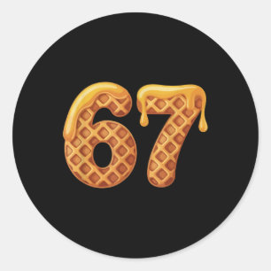 67 Waffles Meme Lustig Six Seven Slang Runder Aufkleber
