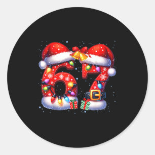 67 Weihnachten 6 7 Meme Pyjama Feiertag Gen Alpha Runder Aufkleber