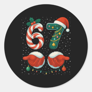 67 Weihnachten 6 7 Meme Pyjama Feiertag Gen Alpha Runder Aufkleber