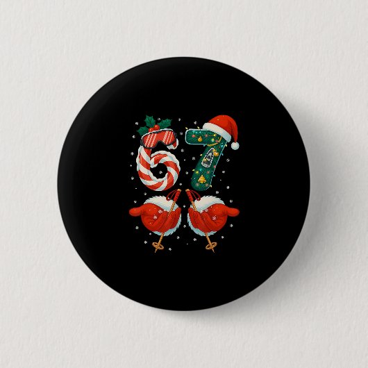 67 Weihnachten 6 7 Meme Ski Weihnachten Winter Pyj Button (Vorderseite)