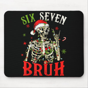 67 Weihnachten Lustig Six Seven Bruh Meme Skelett  Mousepad