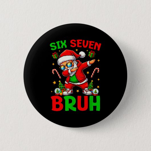 67 Weihnachten Lustig Six Seven Meme Brainrot Sant Button (Vorderseite)