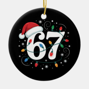 67 Weihnachten Nummer Siebenundsechzig Xmas Santa Keramik Ornament