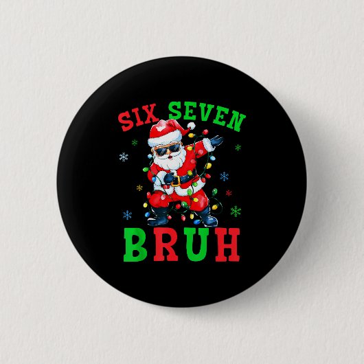 67 Weihnachten Six Seven Bruh Meme Santa Dabbing C Button (Vorderseite)