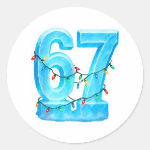 67 Weihnachts-Meme-Eis-Feiertags-Pyjama 6 7  Runder Aufkleber