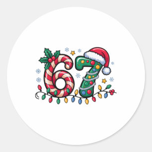 67 Weihnachts-Meme Six Seven Xmas Lustig Jungen Mä Runder Aufkleber