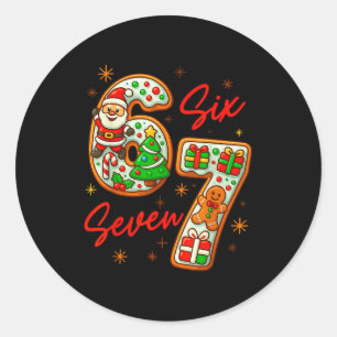 67 Weihnachts-Meme-Spruch 6 7 Meme-Kostüm Xmas  Runder Aufkleber