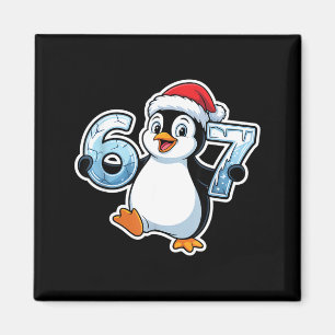 67 Weihnachts-Pinguin-Santa-Hut Geburtstagsfeier Magnet