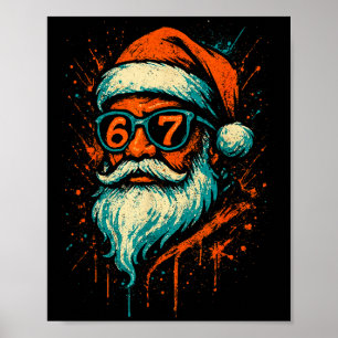 67 Weihnachts-Santa-Gesicht 6 7 Meme Sechs Sieben Poster
