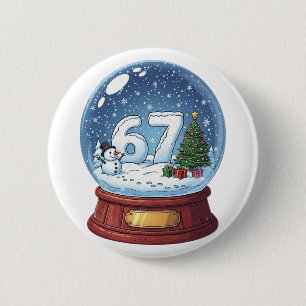 67 Weihnachts-Schneekugel Lustig Six Seven Meme Button