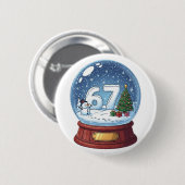 67 Weihnachts-Schneekugel Lustig Six Seven Meme  Button (Vorne & Hinten)